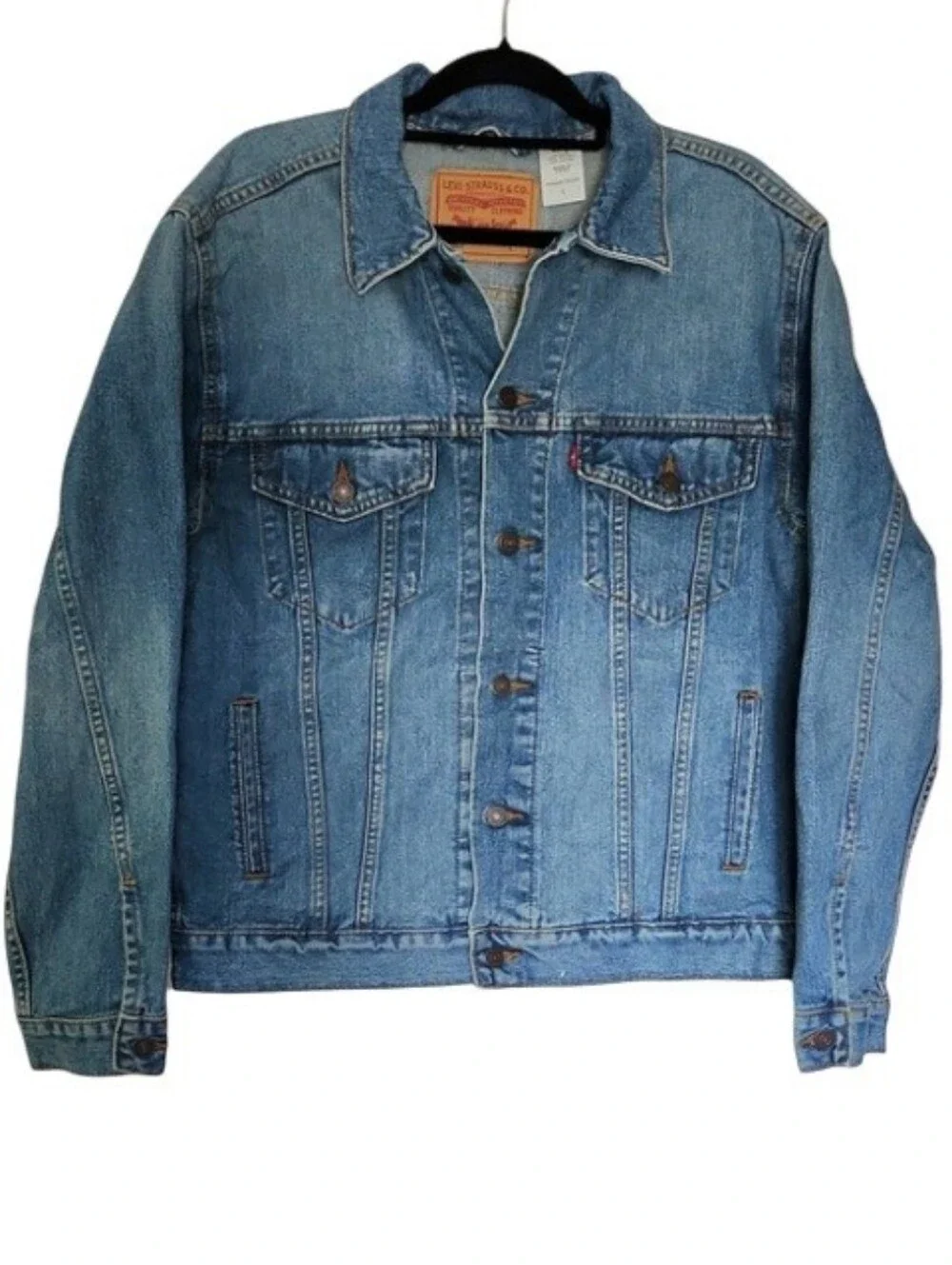 Levi's 70507 Standard Trucker Denim Jacket Large Blue Cotton Classic 2008 Era‎